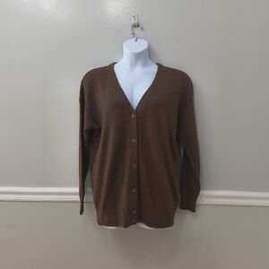 Madewell V-neck Merino Wool Blend Cardigan Sweater Heather Hickory L Minimalist